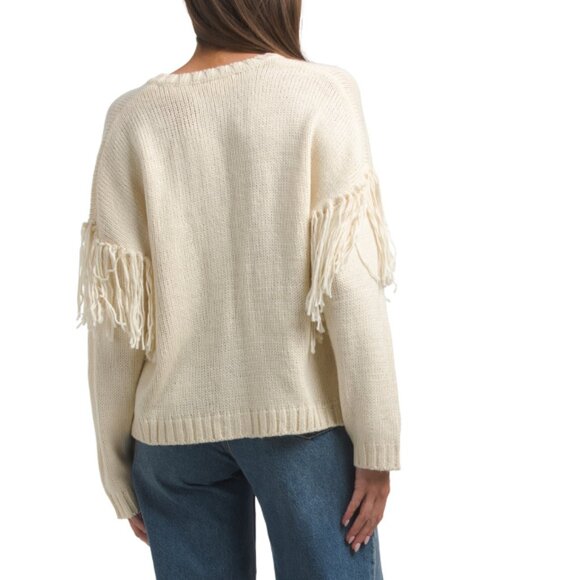 SUNDAY EDITION cream Fringe Sleeve Cardigan - Picture 2 of 2
